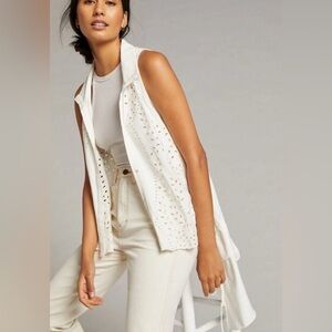 Forever That Girl Eyelet Button Down Ivory Tunic Blouse Anthropologie NWT Sz M/L